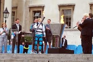 British Chiropractor Claire Lomas Lighting the Paralympic Cauldron